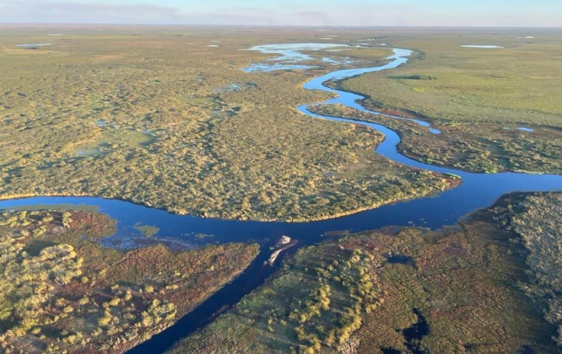 Aerial image of wetlands in Argentina