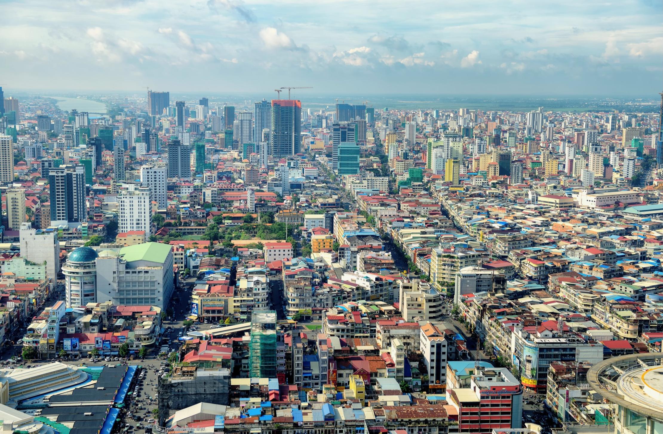 Aerial view of Phnom Penh city