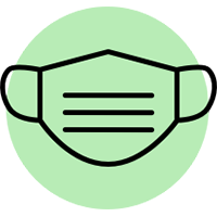 Icon, mask, set against a green circle