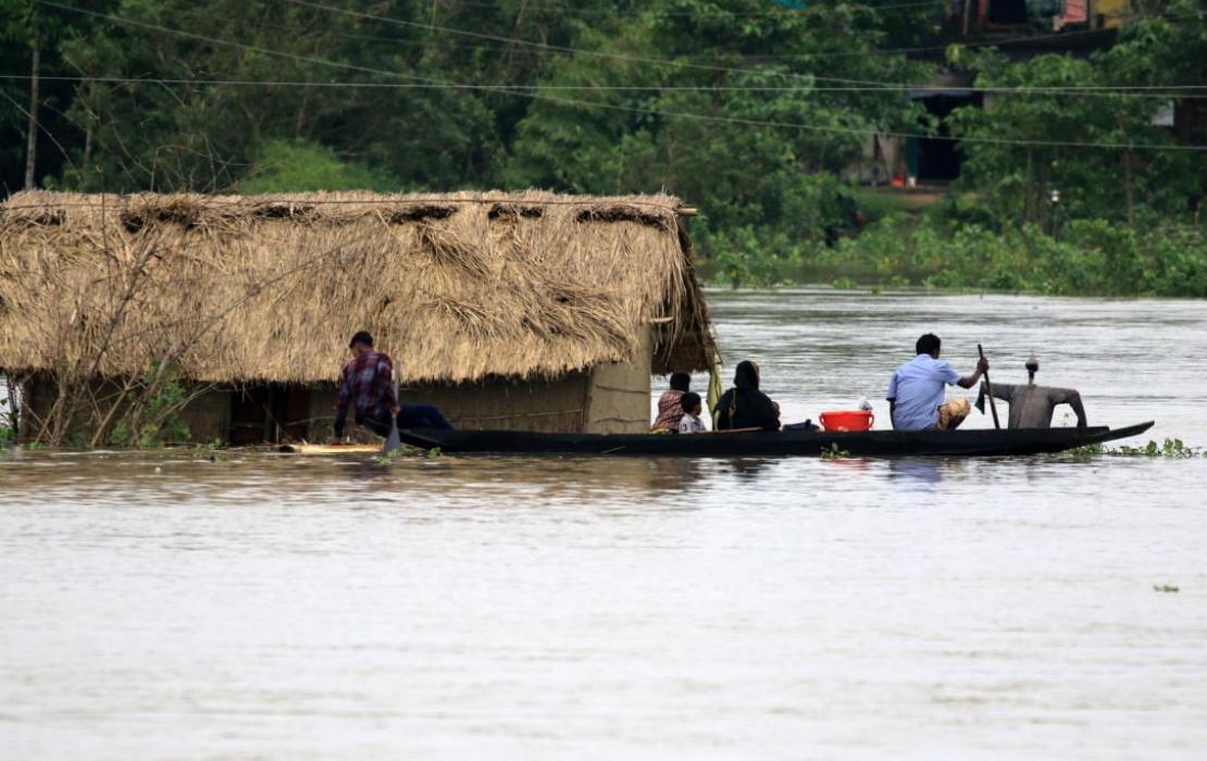 House under flood in Bangladesh.