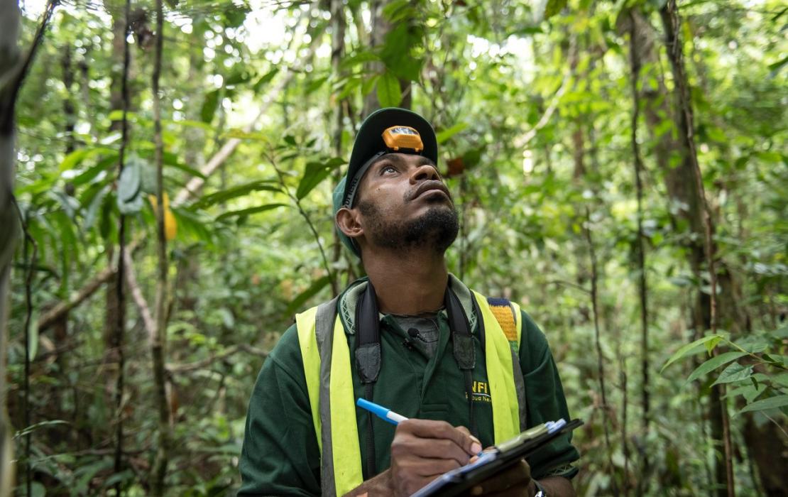 Samuel Jepi, Initiative nationale pour la forêt, en dehors du camp NFI près de Kupiano, Papouasie Nouvelle Guinée