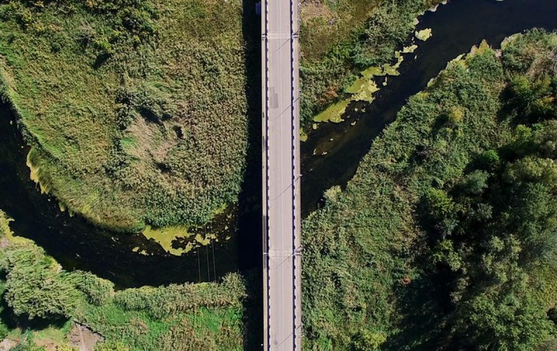 Aerial view of a bridge