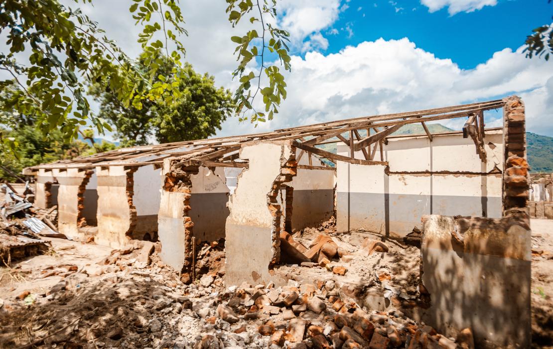A house destroyed following Cyclone Freddy in Chikwawa District. 