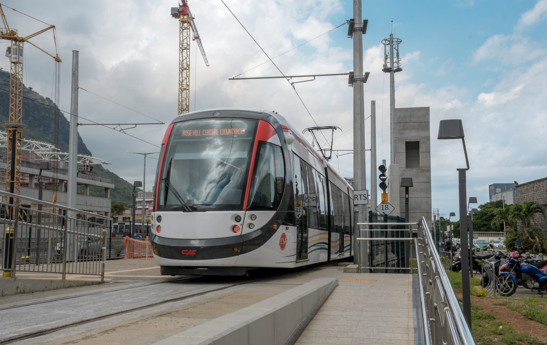 Light rail leaving the Port Louis Station in Mauritius and Seychelles. Photo: Jean-Yan Norbert / UNDP in Mauritius and Seychelles Light rail leaving the Port Louis Station in Mauritius and Seychelles