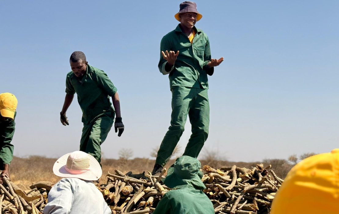 Two men standing on a recycling site in Namibia