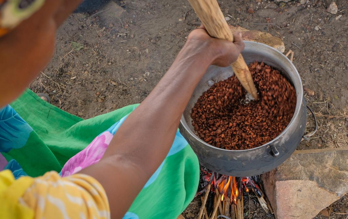 Women in Ghana employ traditional techniques, inherited through generations, to process shea kernels.