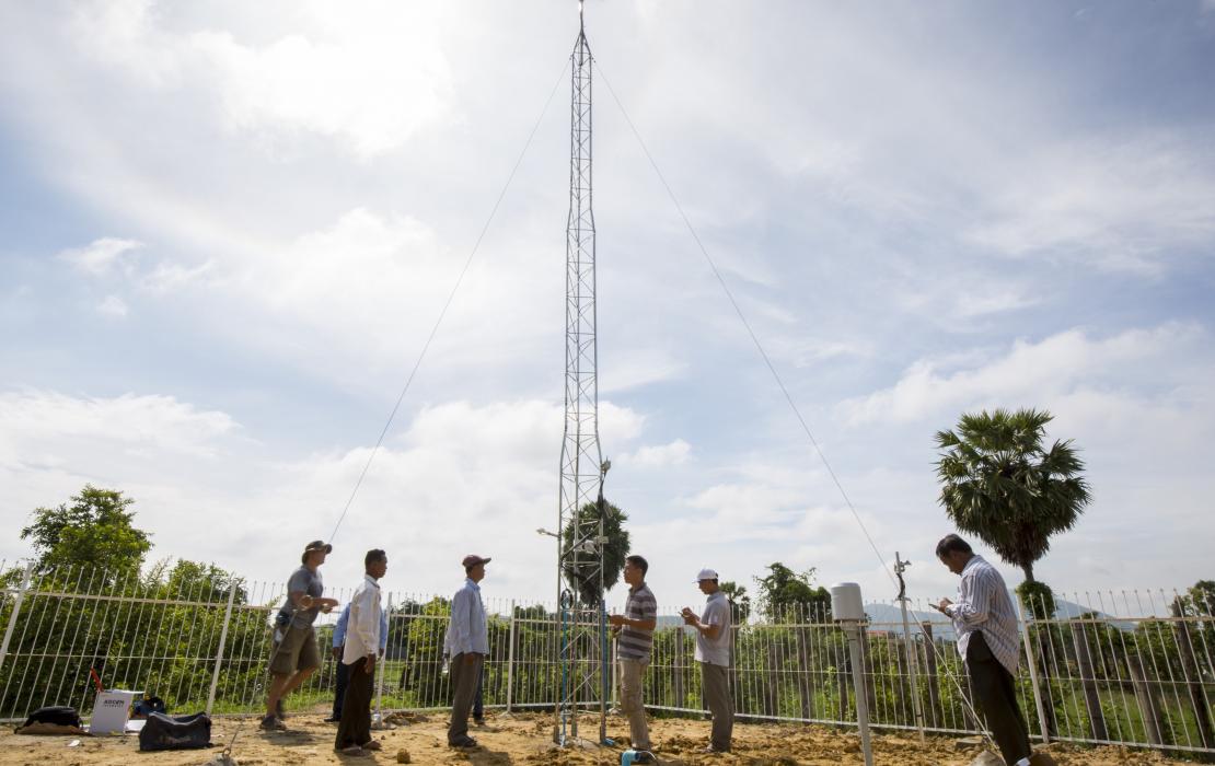 Installation of Automatic Weather Stations in Cambodia. 