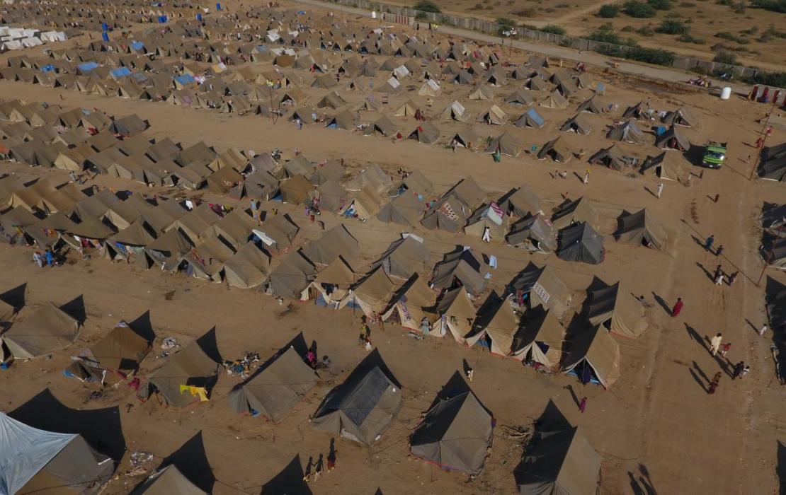 Tent city in Malir, Karachi for flood affected communities.