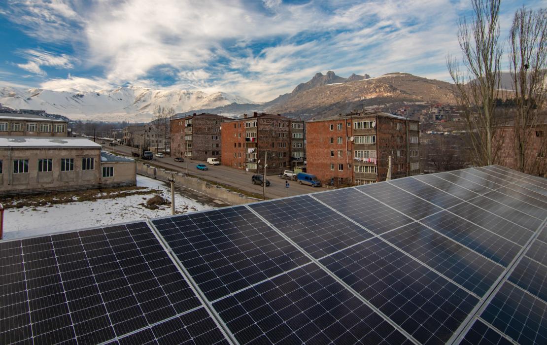 Rooftops with solar panels in Armenia