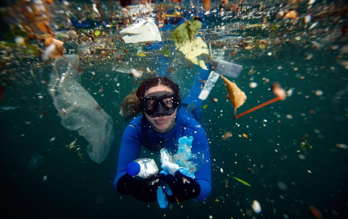 Şahika Ercümen took a dive to raise awareness of plastic pollution in the Bosphorous Strait in Turkey
