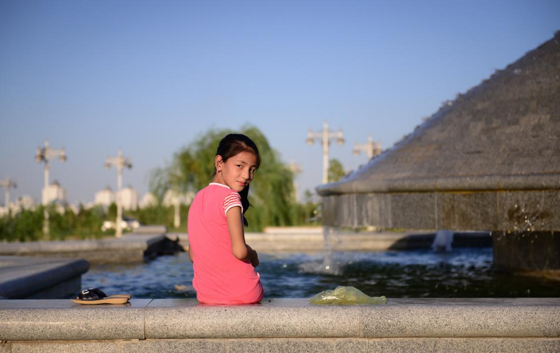 Girl in a park in Turkmenistan