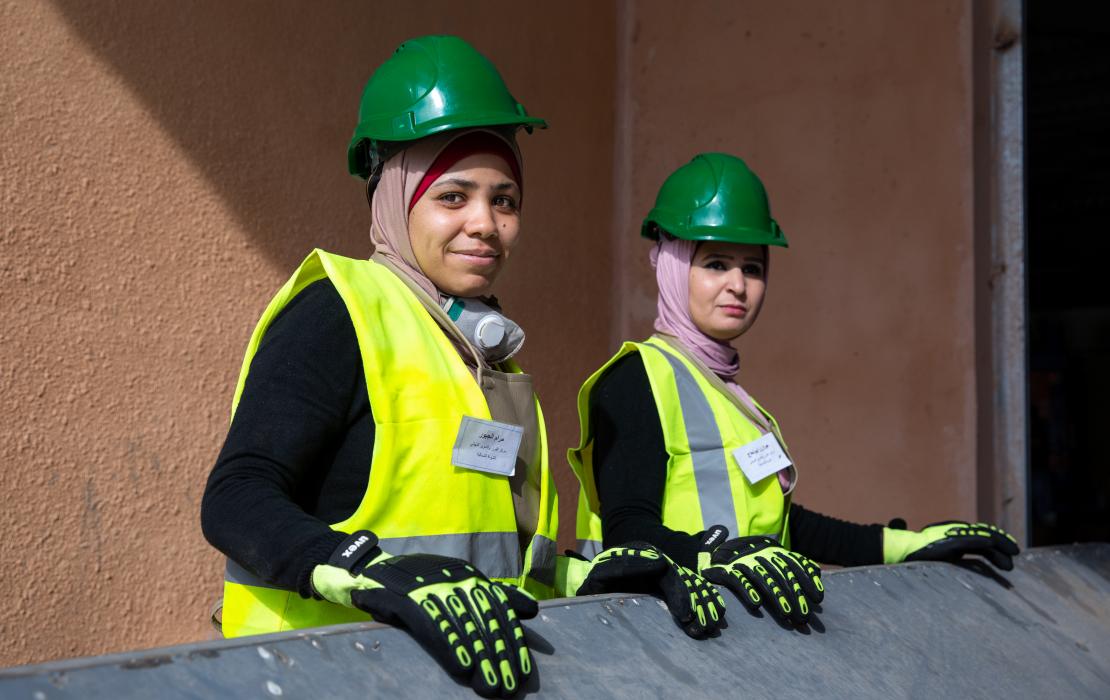 Women working at recycling centre in Jordan