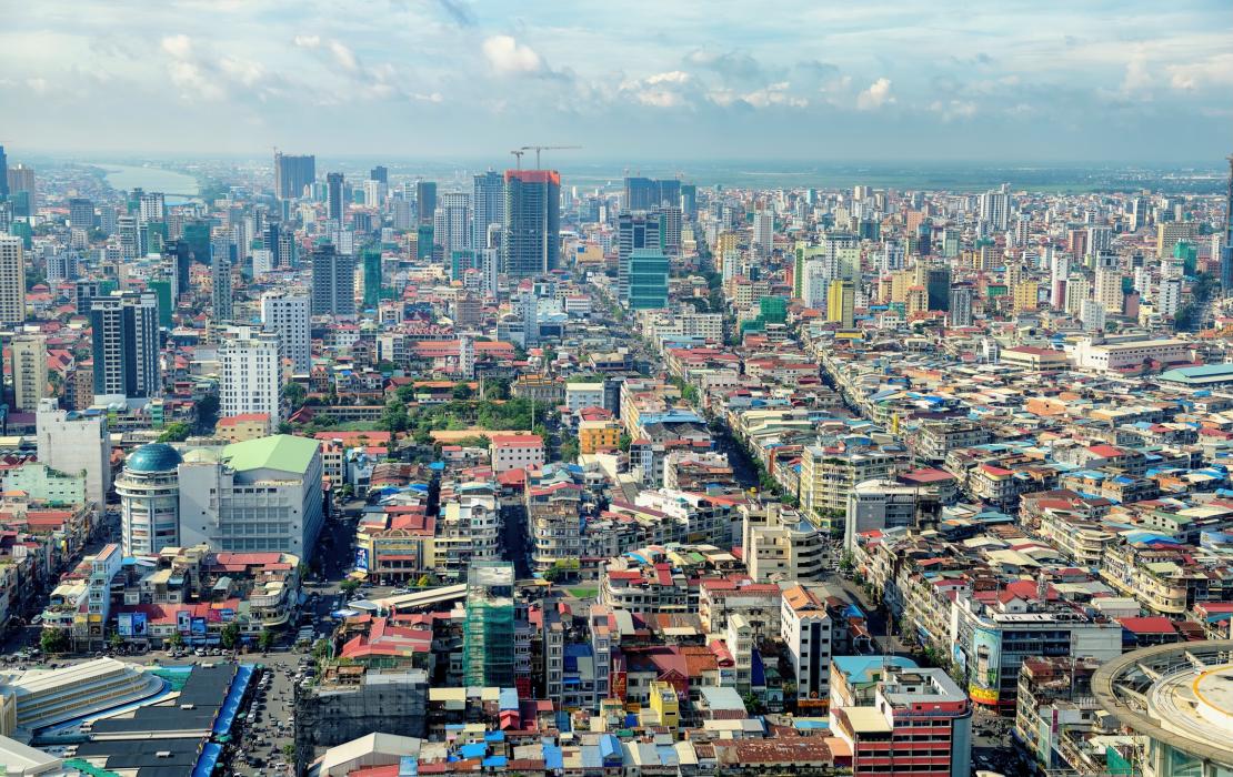 Aerial view of Phnom Penh city