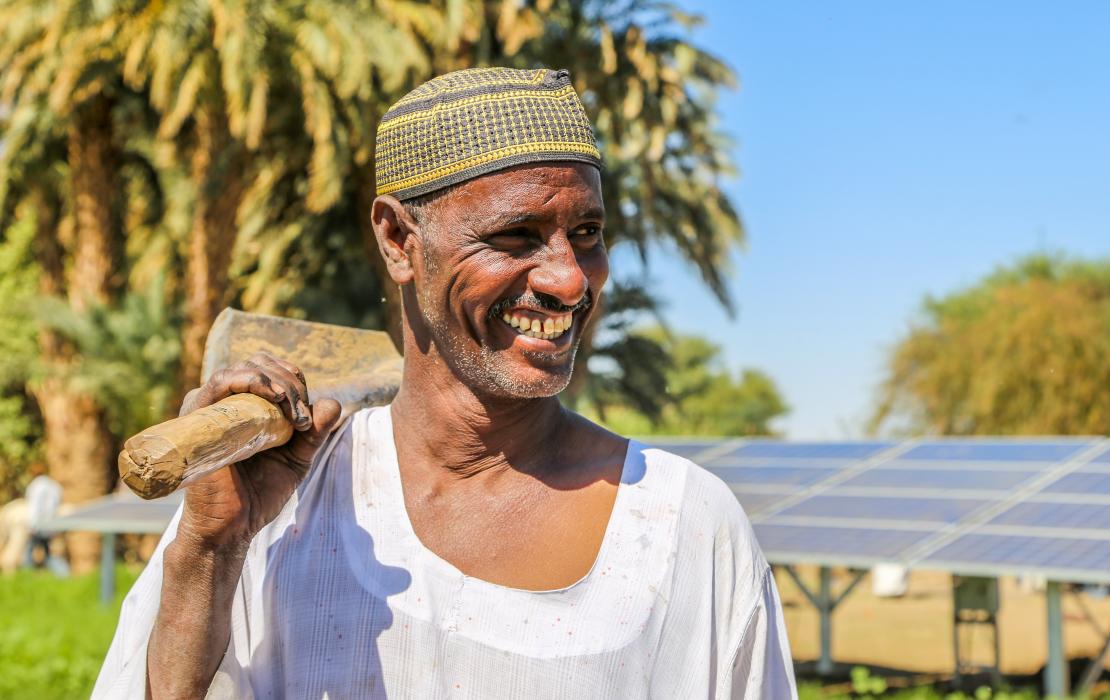 Farmer in Sudan using solar technology for agriculture