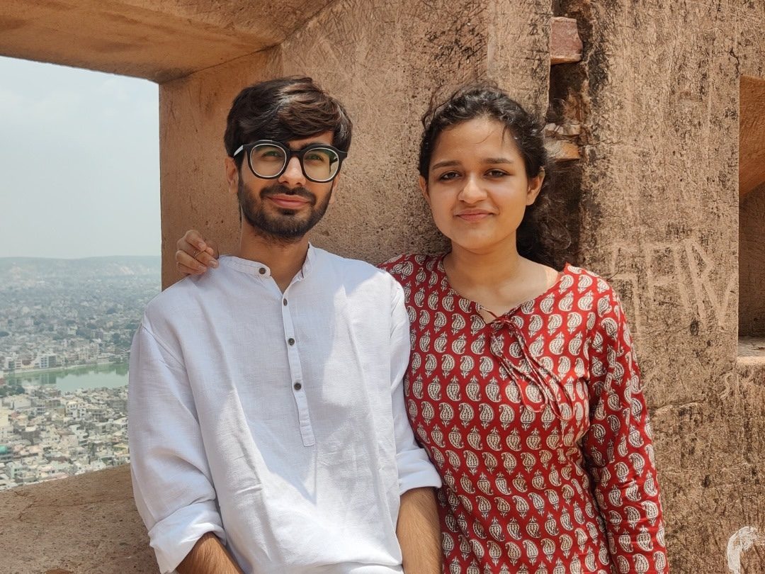 Sanvi Bhutani (right) and Sarthak Ahuja (left) are the founders of Harwaste, a project that upcycles agricultural residue into sustainable construction materials. Photo credit: Harwaste