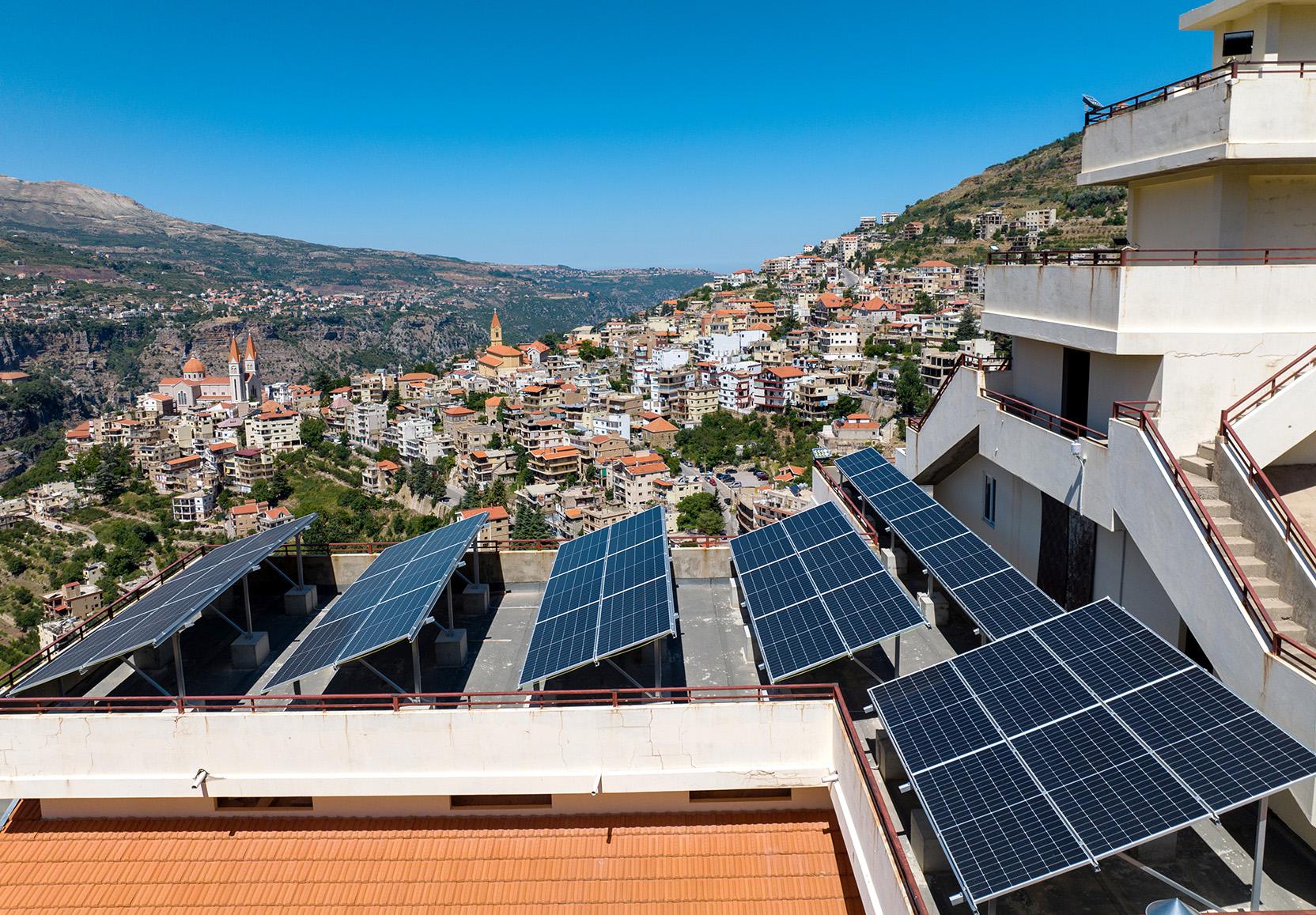Solar photovoltaic systems on roofs in Lebanon. 