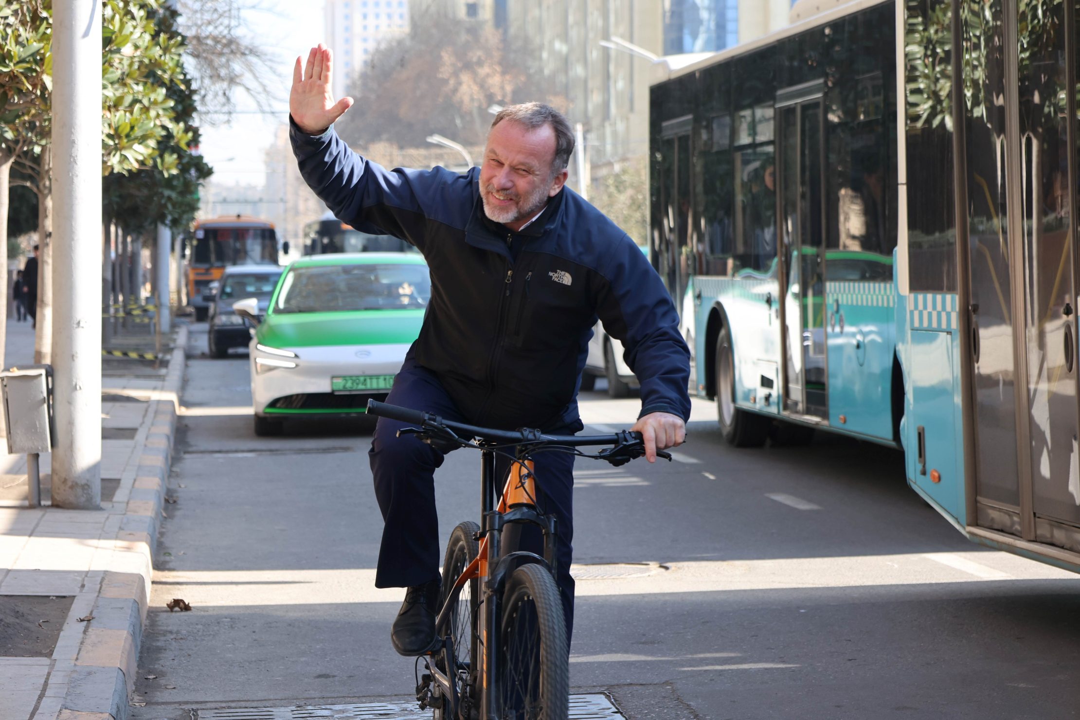 Philippe at UNDP Tajikistan cycles to work everyday.