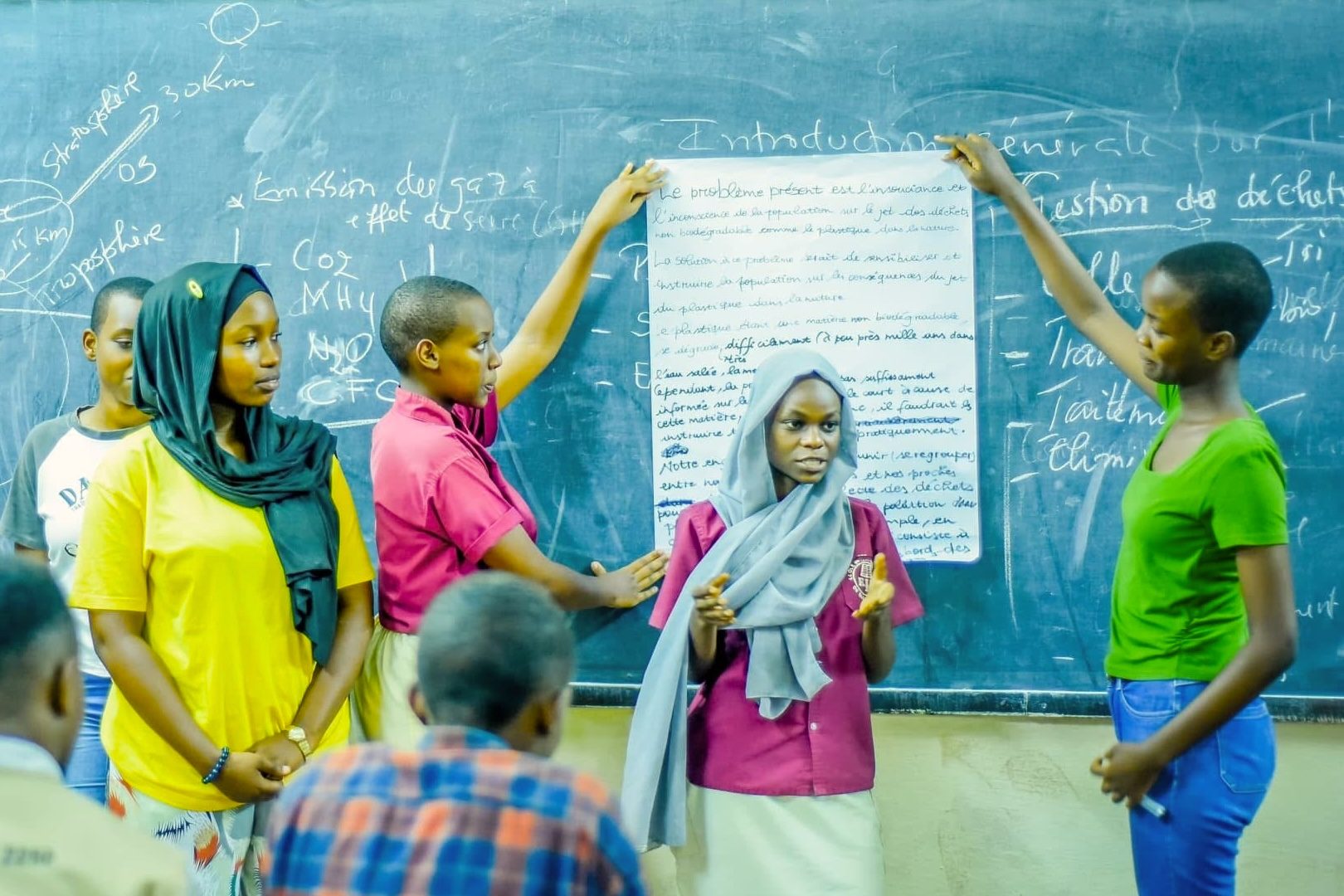 Students learning about climate and environmental issues in Burundi