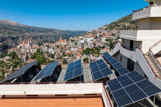 Solar photovoltaic systems on roofs in Lebanon. 