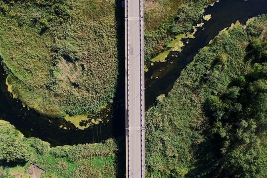 Aerial view of a bridge