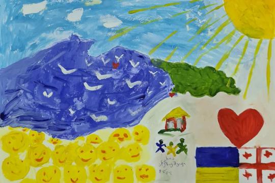 Child's drawing on peaceful and safe environment in the Black Sea