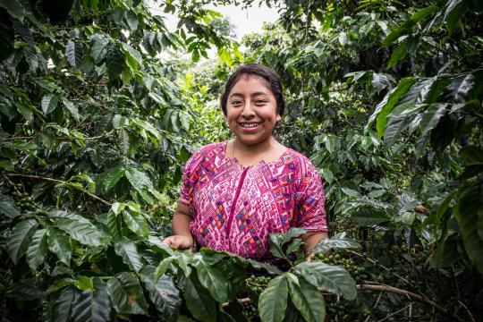 Woman smiling in the forest