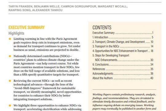 NDC Enhancement: Opportunities in Transport