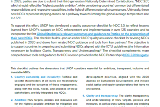Quality Assurance Checklist for Nationally Determined Contributions (NDCs) 3.0