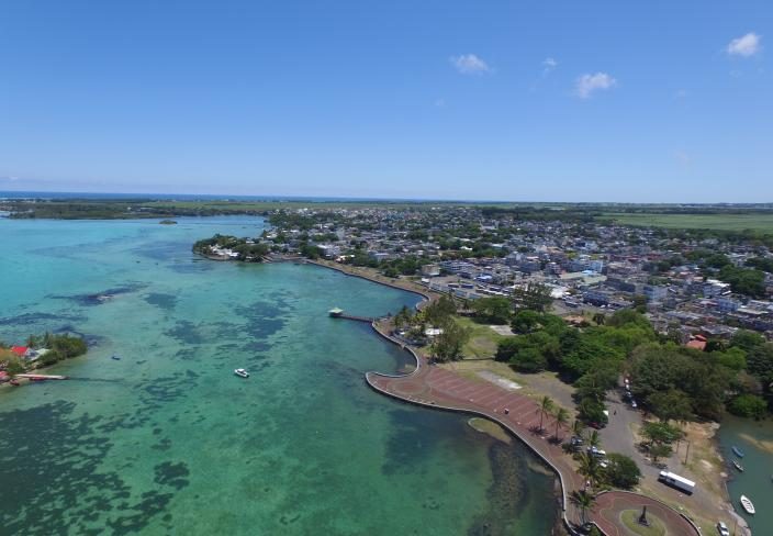 aerial view of Mauritius