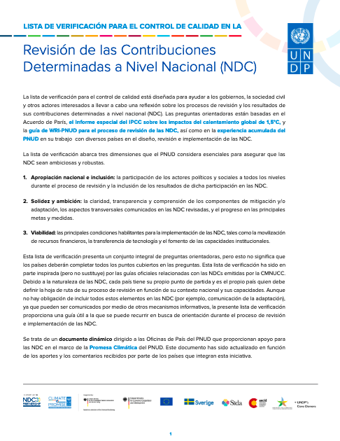 Lista de verificación para el control de la calidad de Climate Promise