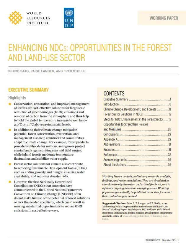 NDC Enhancement: Opportunities in the Forest and Land-use Sector