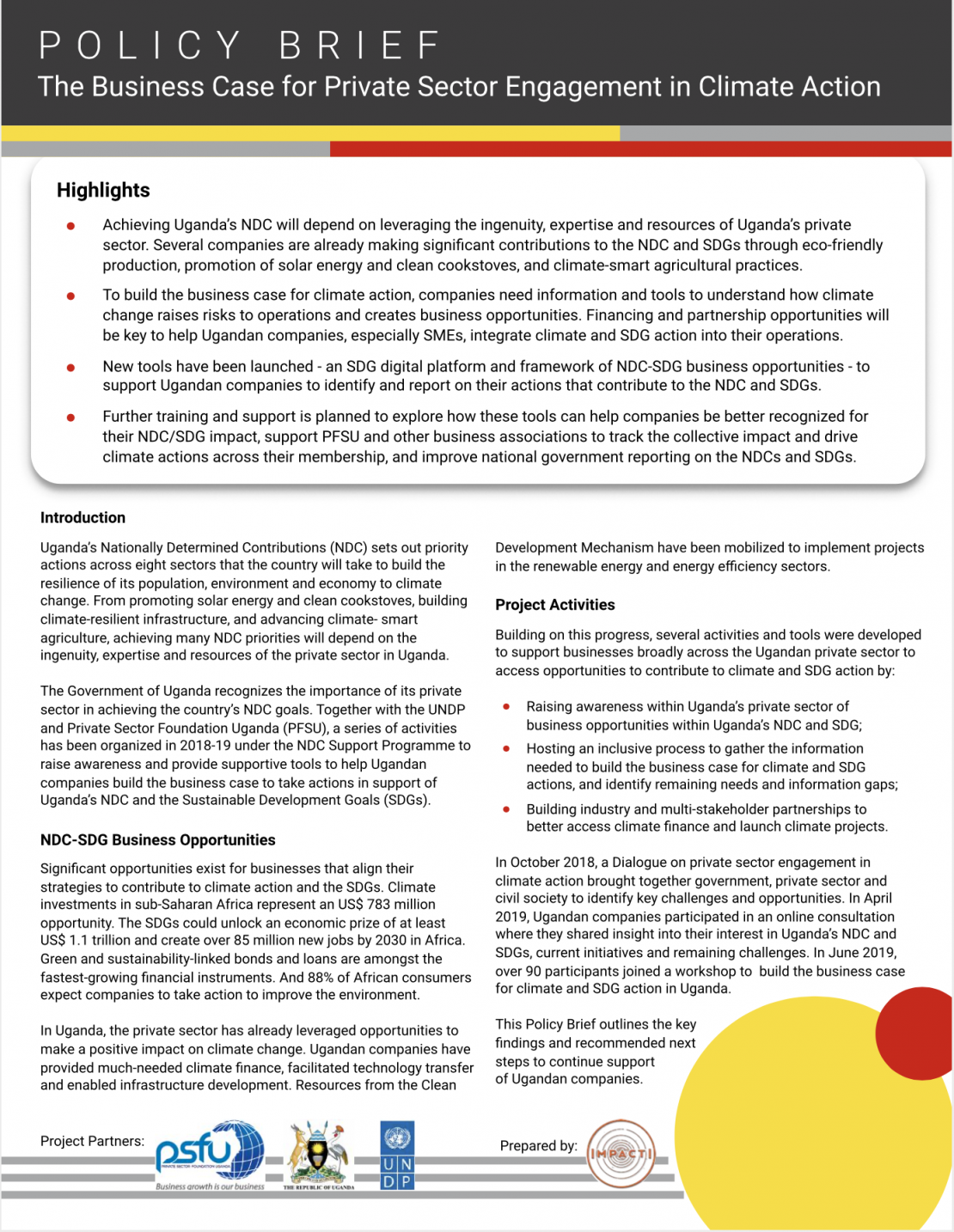 Uganda Policy Brief - Private Sector Engagement