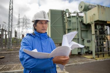 Ingeniera en una planta de energía en Mauricio, 2020