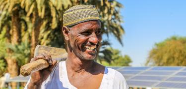 Man using solar energy for agriculture in Sudan